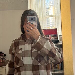 Ashley By 26 International Tan and Cream Plaid Outerwear